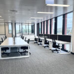 Office Furniture Brisbane Recent Deliveries - Loop Profile Desk System - Desk Mounted Screens - Hartly Mesh Chair - Mobile Pedestal