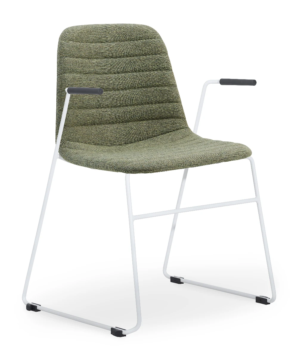 Layla Fully Upholstered White Sled Frame with Arms - Image 2