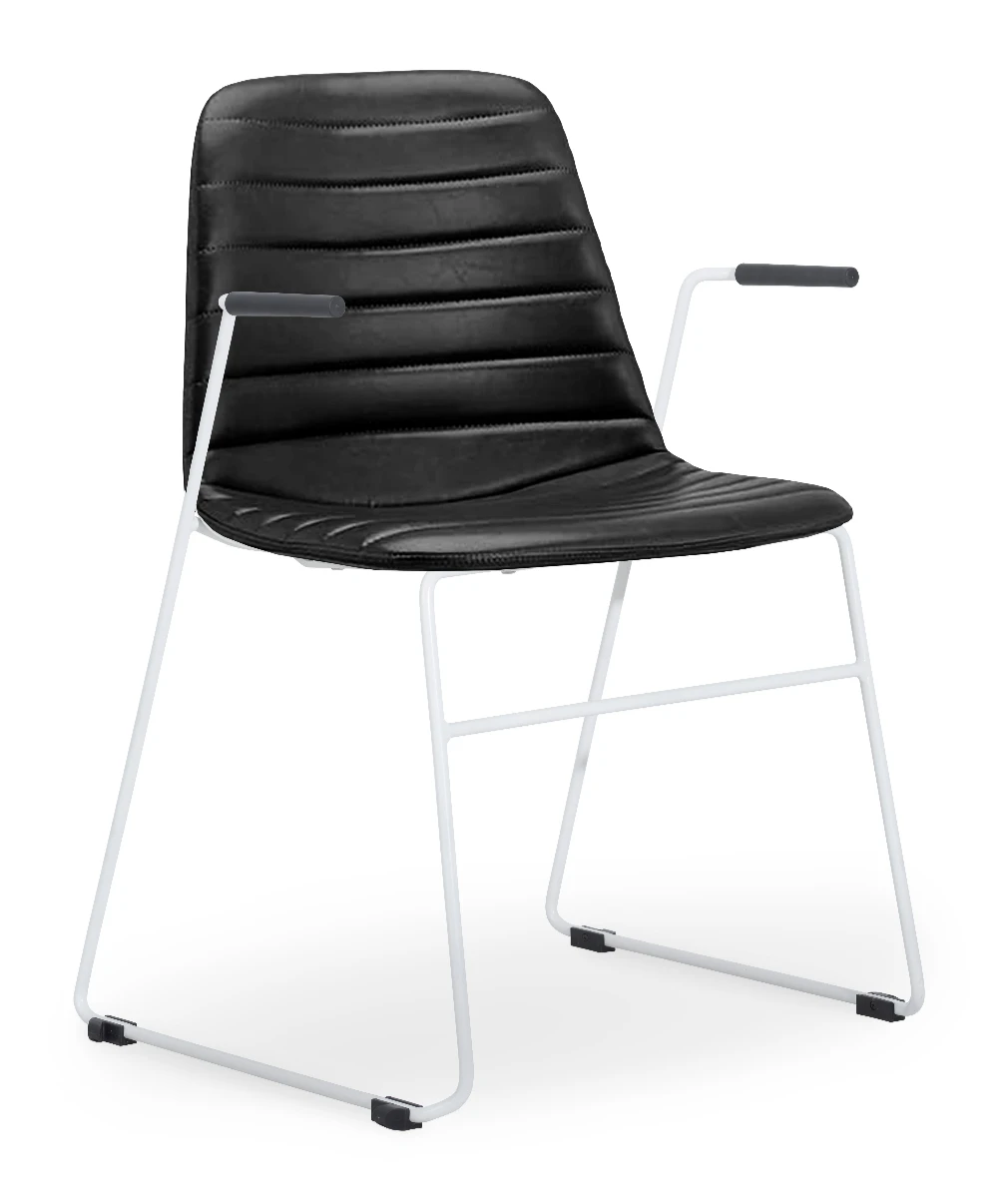 Layla Fully Upholstered White Sled Frame with Arms - Image 3