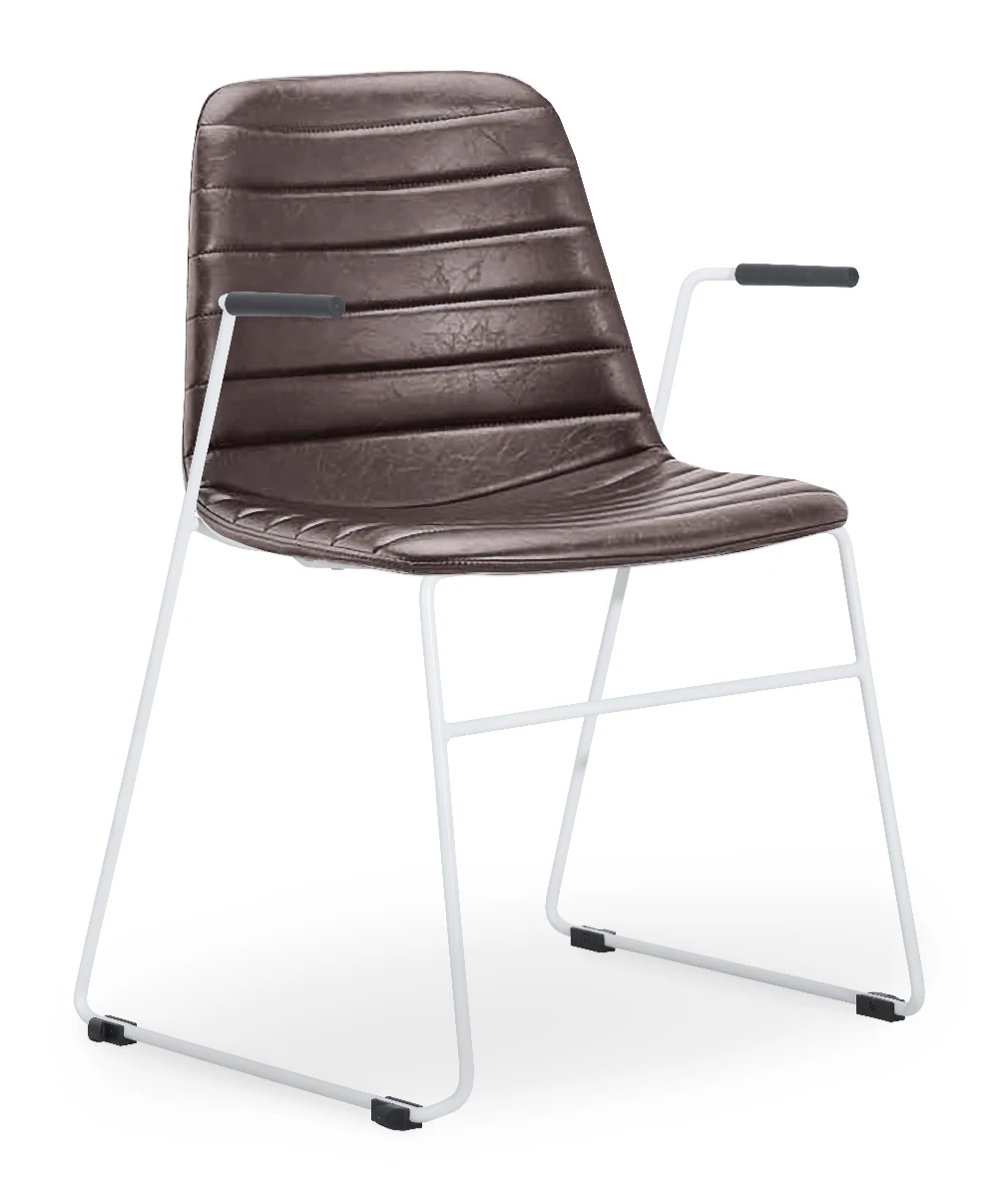 Layla Fully Upholstered White Sled Frame with Arms - Image 5