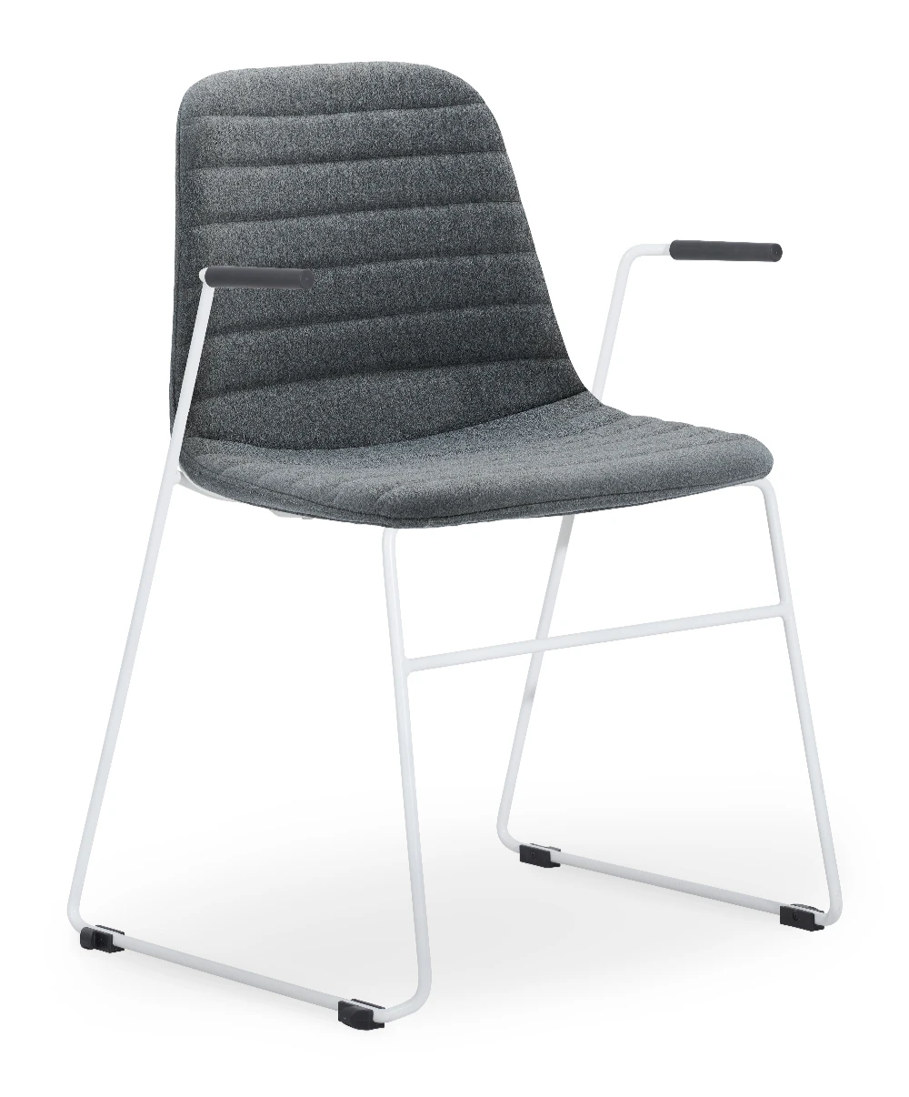 Layla Fully Upholstered White Sled Frame with Arms - Image 8