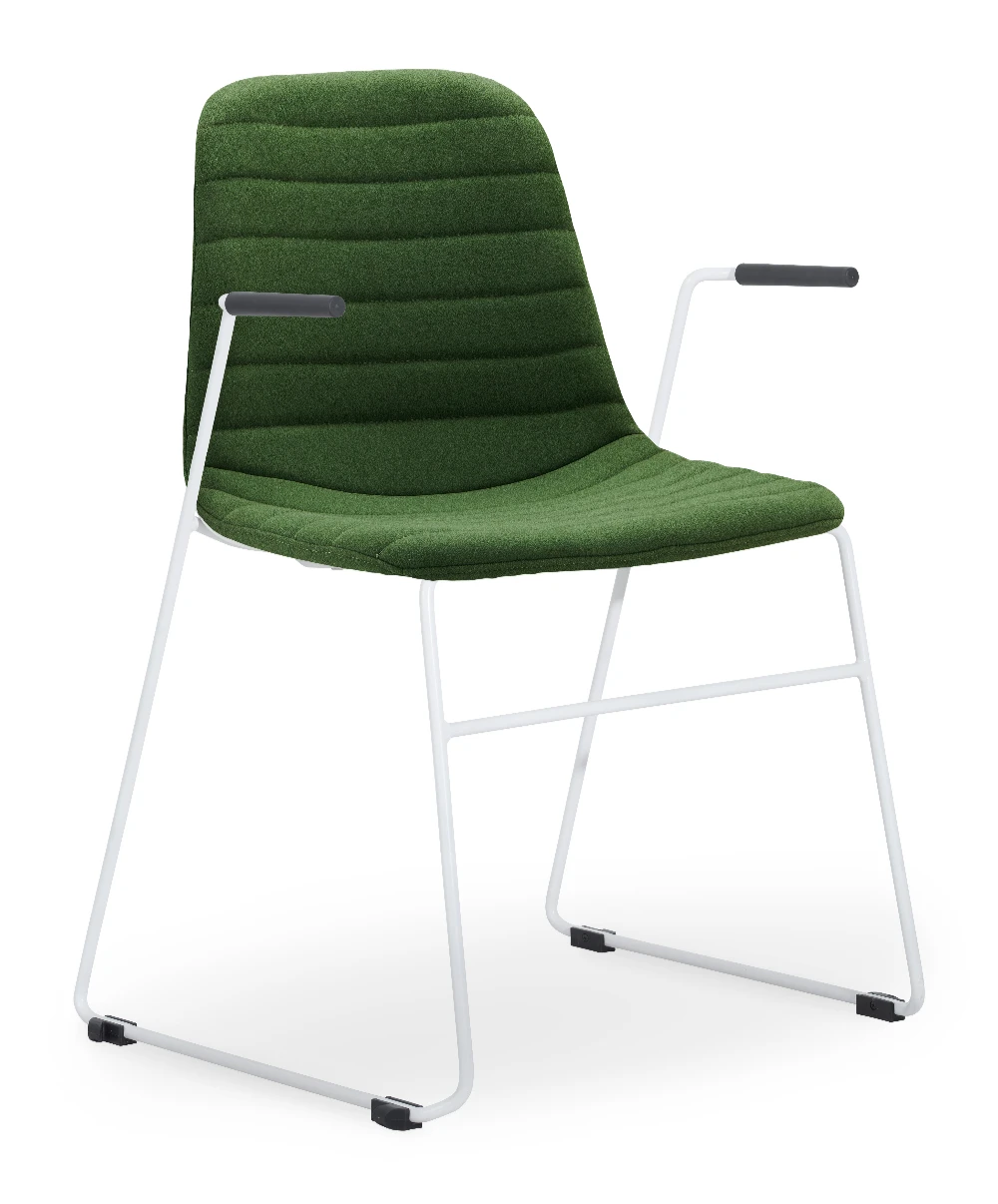 Layla Fully Upholstered White Sled Frame with Arms - Image 10