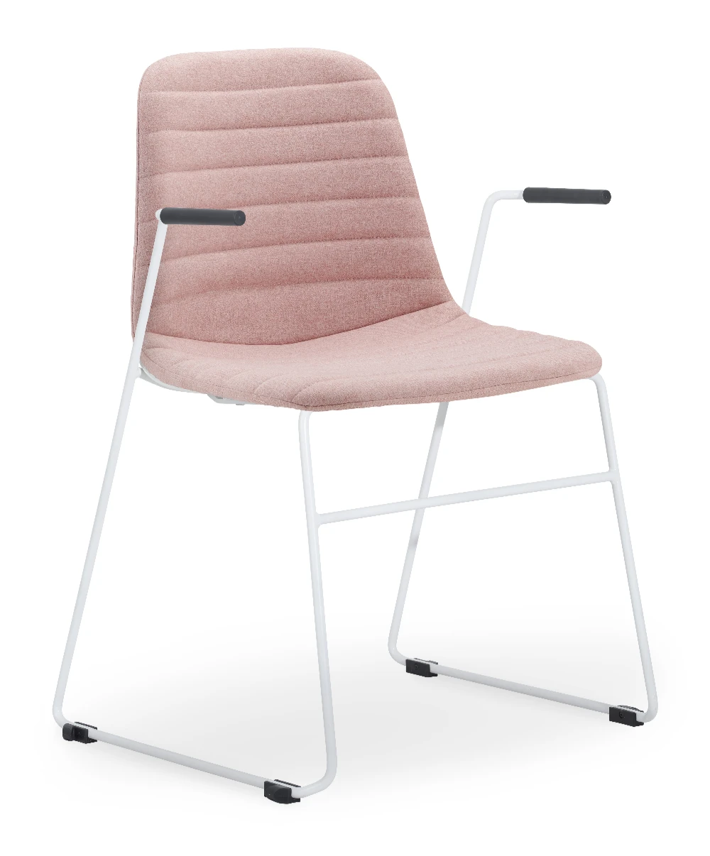 Layla Fully Upholstered White Sled Frame with Arms - Image 11