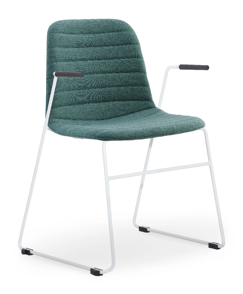 Layla Fully Upholstered White Sled Frame with Arms - Image 13