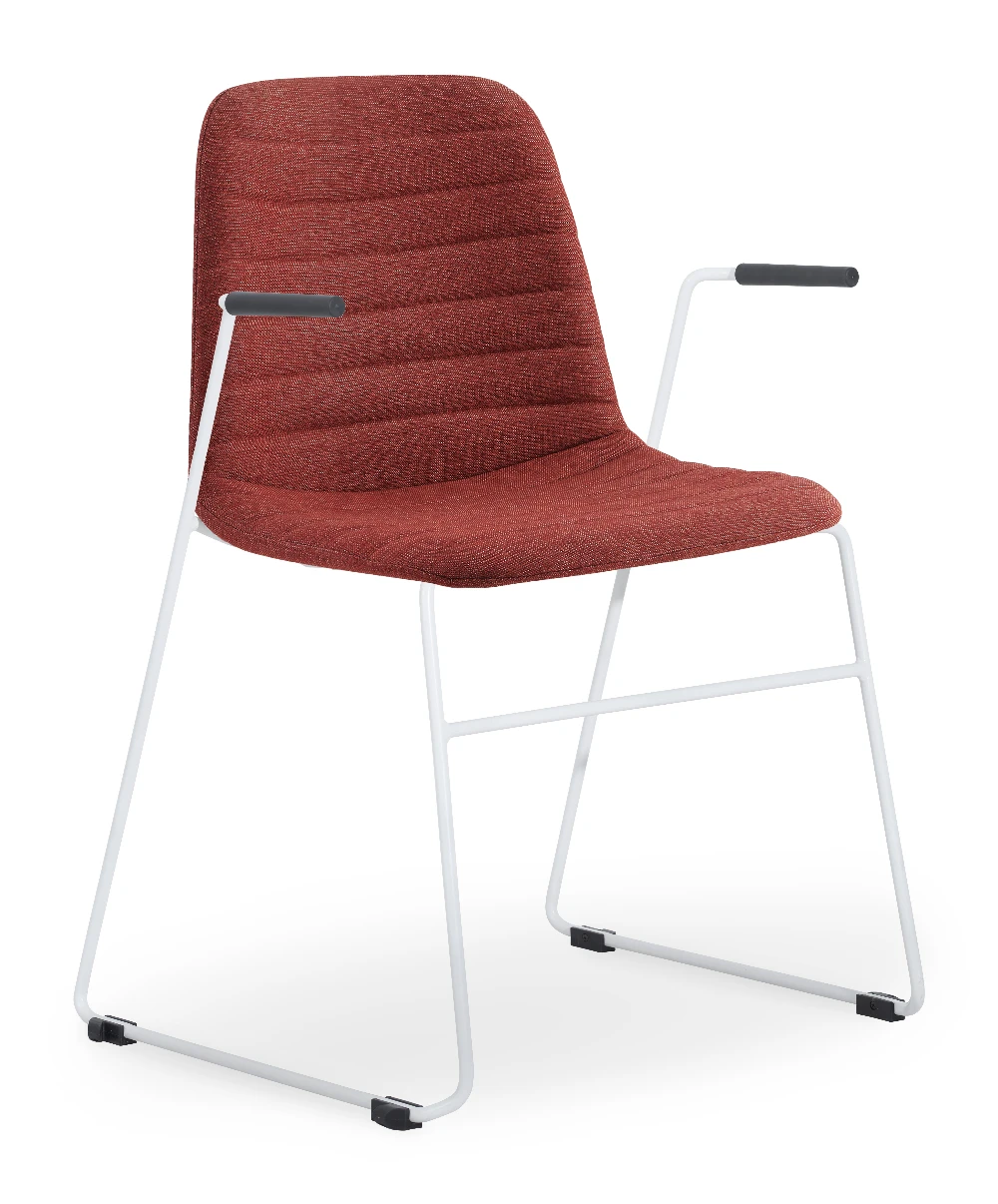 Layla Fully Upholstered White Sled Frame with Arms - Image 14