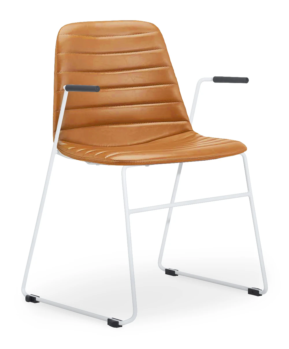 Layla Fully Upholstered White Sled Frame with Arms - Image 15