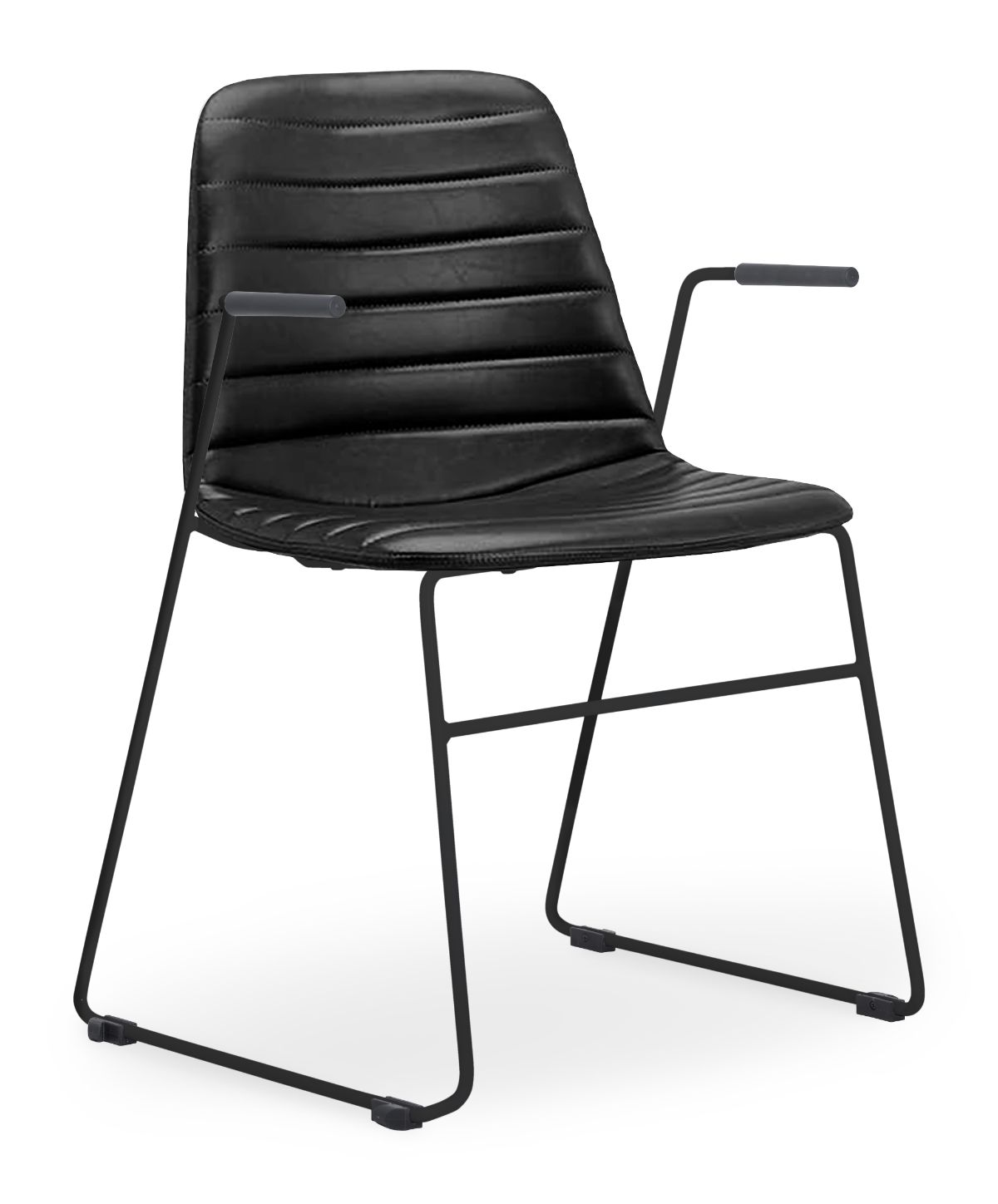 Layla Fully Upholstered Black Sled Frame with Arms - Image 3