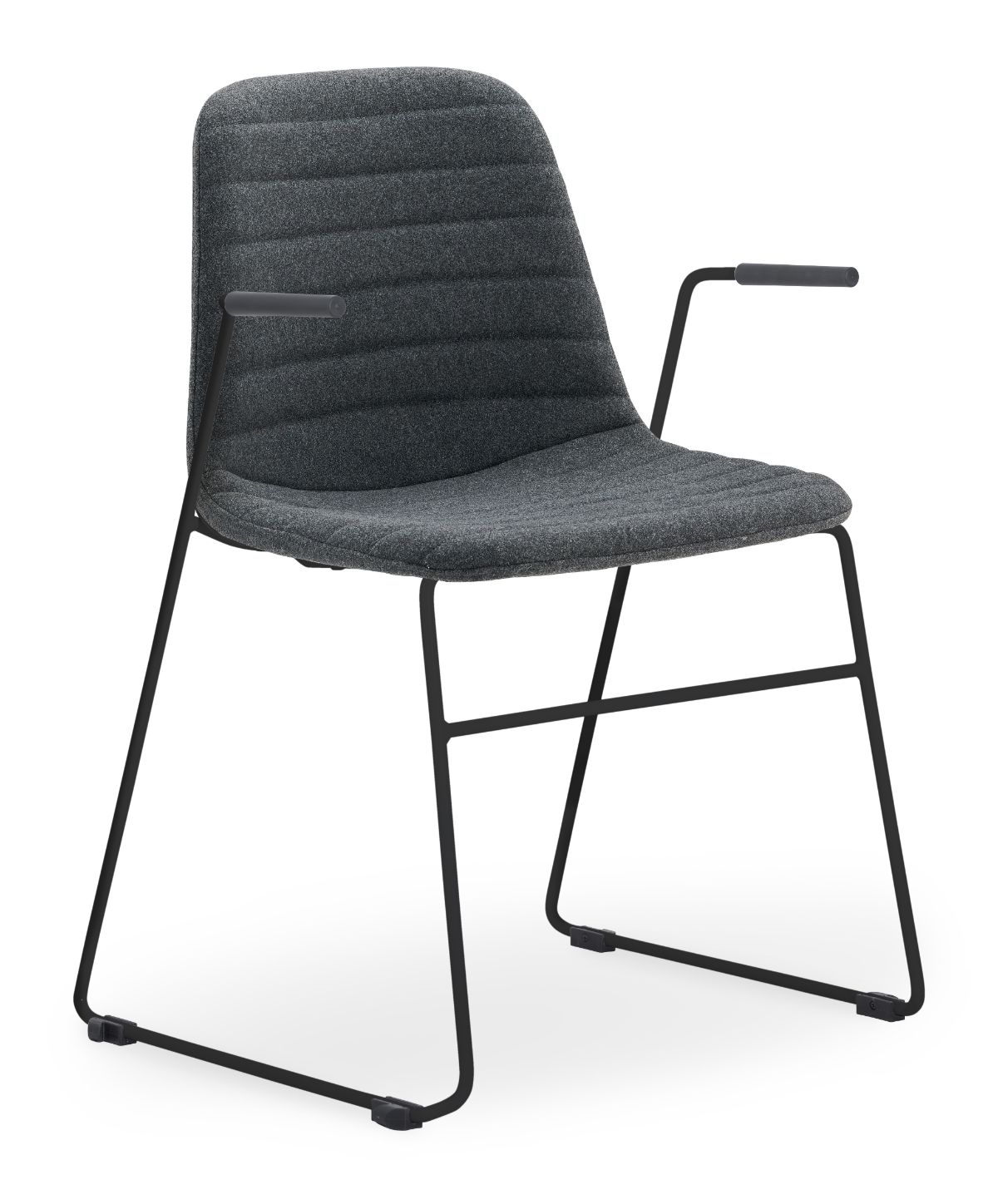 Layla Fully Upholstered Black Sled Frame with Arms - Image 4