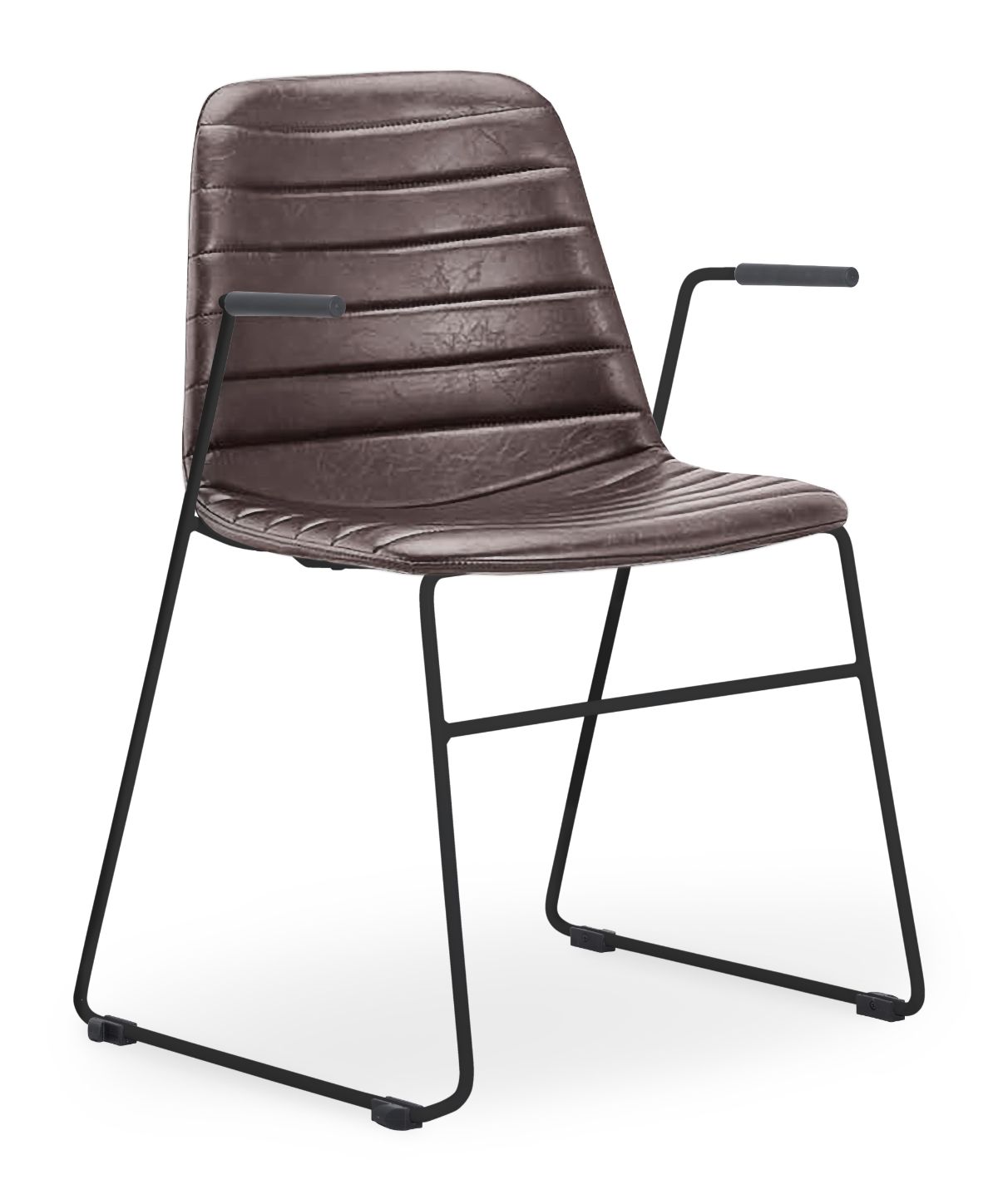 Layla Fully Upholstered Black Sled Frame with Arms - Image 5