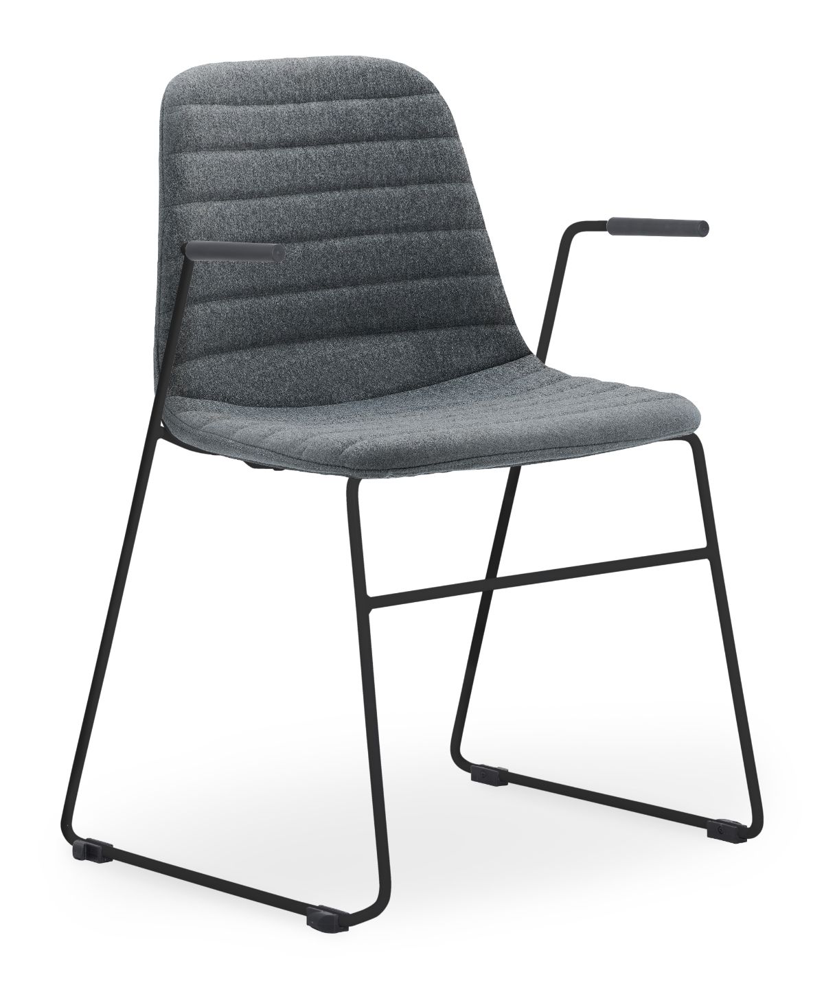 Layla Fully Upholstered Black Sled Frame with Arms - Image 9