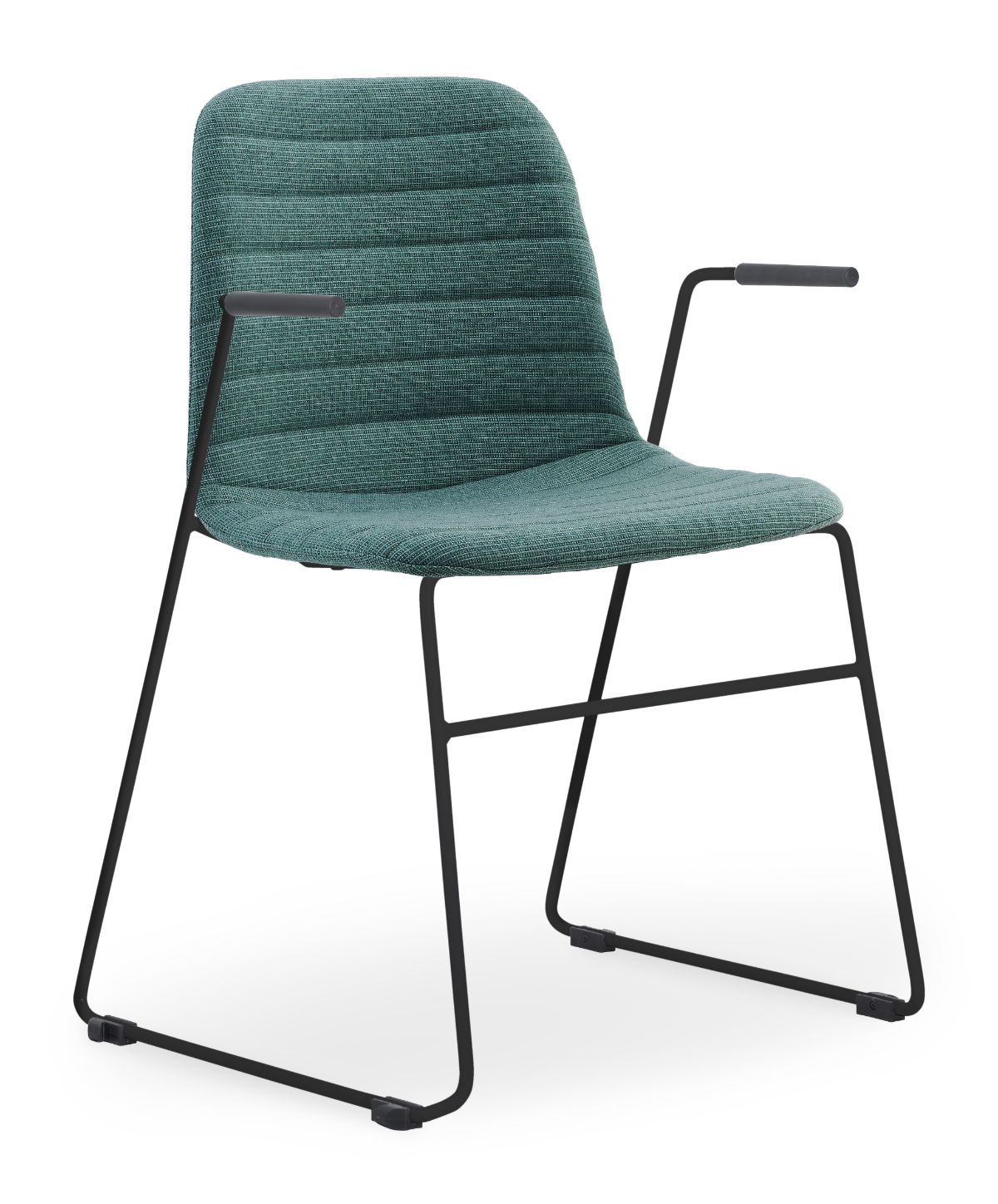 Layla Fully Upholstered Black Sled Frame with Arms - Image 14